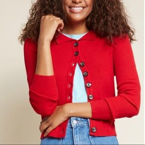 Red Banned Retro Sweater with Collar from ModCloth
